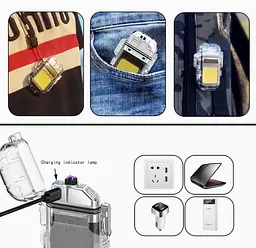 Потужна акумуляторна запальничка електроімпульсна USB з ліхтариком IPX64 ARC Lighter UKC 209 - мініатюра 8