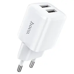 Адаптер мережевий HOCO Briar dual port charger N8 2 USB білий - мініатюра 4