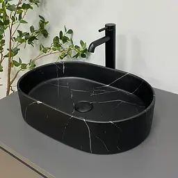Умивальник VBI Verona 50 black marmo matt накладний VBI-011328, Чорний матовий - мініатюра 3