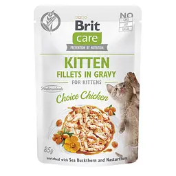 Вологий корм для кошенят Brit Care Cat Fillets in Gravy Choice Chicken філе в соусі з куркою пауч 85 г (арт.101047/565320)