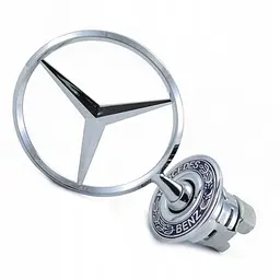 Емблема приціл на капот Mercedes-Benz Хром+Чорний напис W124 (РЕСТАЙЛ) W210 W202 W203 W204 W221 W211 W212 W222 метал (Завод) - мініатюра 3