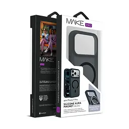 Чохол MAKE Apple iPhone 17 Pro Silicone Aura Magnet Black - мініатюра 2