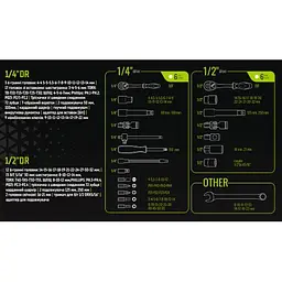 Універсальний набір інструменту Alloid 1/4" & 1/2" 82 шт Трещотки 72 зубів (TS-82) - мініатюра 5