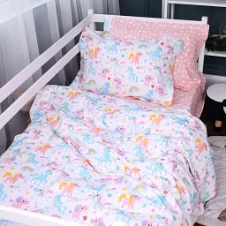 Простирадло MirSon Poplin Line Kids 05 Pony 150х220 см рожеве (2200009715594) - мініатюра 3