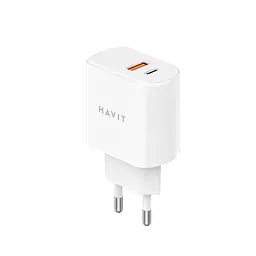 Зарядний пристрій HAVIT UCP019 20W USB-A+USB-C White HAVIT (28694-000) - мініатюра 1