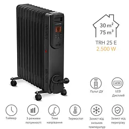 Обігрівач масляний Trotec TRH 25 E 2500W Black (1410000720) - мініатюра 2