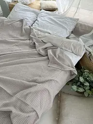 Покривало Zeintex Косичка бавовняне сіро-бежеве - мініатюра 5