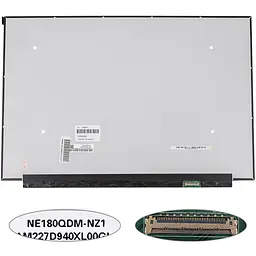 Матриця 18.0" NE180QDM-NZ1 (2560*1600 40pin(eDP IPS 165Hz) LED SLIM(без планок та вушок) матова роз'єм праворуч внизу) для