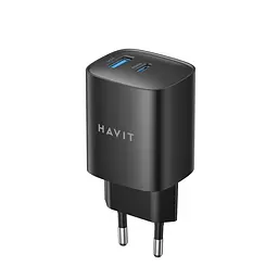Зарядний пристрій HAVIT UC30 PRO GaN 30W USB-A+USB-C Black HAVIT (28632-000) - мініатюра 1