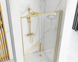 Душові двері Rea Rapid Slide 110 brashed gold REA-K4708, прозорий, золотий - мініатюра 4