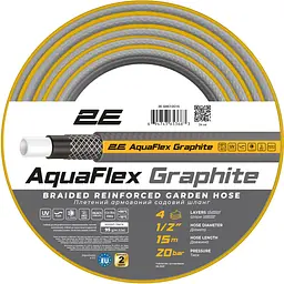 Шланг садовий 2Е AquaFlex Graphite 1/2" 4 шари 15 м (2E-GHC12C15)