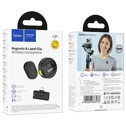 Петличний бездротовий мікрофон Hoco L21 Charm Lightning Black - мініатюра 5