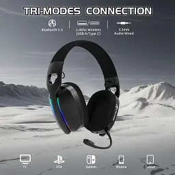 Ігрова гарнітура Attack Shark L90 Wireless,2.4GHz/Bluetooth/3.5mm PS4/PS5/Switch/Xbox/Mac/PC Black (L90B_AS) - мініатюра 4