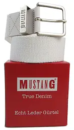 Чоловічий тканинний ремінь Mustang Білий - мініатюра 3