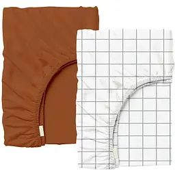 Набір простирадл Cosas на резинці 60х120 terracotta check, кориця (SetSheet_122Сinnamon_CellGreyWhite_60x120_2)