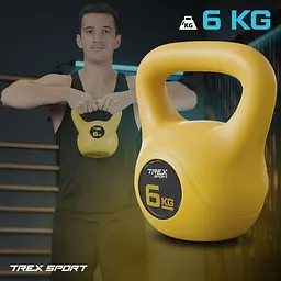 Гиря вінілова 6кг Trex Sport TX-006CKB жовта - мініатюра 13