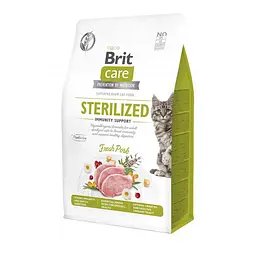 Сухий корм Brit Care Cat by Nutrition Sterilized Immunity Support для стерилізованих кішок, зі свининою 400 г (арт.172544)