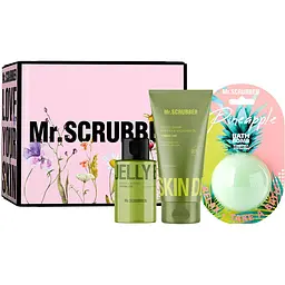 Подарунковий набір Mr.Scrubber Tropical Lime Бомбочка для ванни Pineapple 200 г + Гель для душу Jelly Bubbles Verbena Lime 100 мл + Зволожувальний крем-гель для тіла Skin Delights Verbena Lime 150 мл
