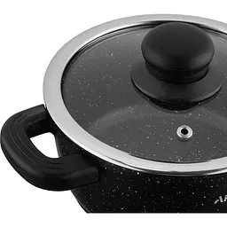 Каструля Ardesto Gemini Anzio зі скляною кришкою чорна 1.2 л (AR2412GE) - мініатюра 4