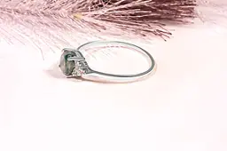 Каблучка з білого золота з моховим агатом 18 K-0381 - мініатюра 4