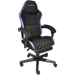 Крісло ігрове AGN 3 клас,150 кг, 80мм, RGB підсвітка, чорне - мініатюра 2