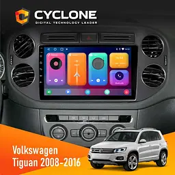 Штатна магнітола Volkswagen Tiguan 2011-2016 Black Cyclone C9-001 2x32 CPL Cyclone (НФ-00004061)