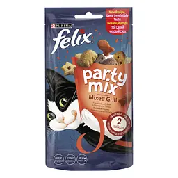 Ласощі для котів Purina Felix Party Mix Гриль Мікс з куркою, яловичиною та лососем 60 г (7613287631404)