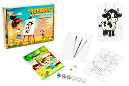 Пазл-розмальовка Puz-22936 "Корівка" А5, дерев'яний PuzzleOK