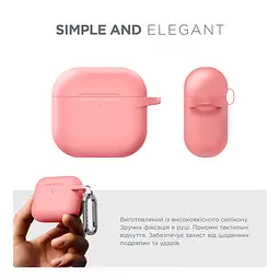 Силіконовий чохол для навушників Apple AirPods 4, Hang Case, рожевий, ультратонкий захисний кейс товщиною 2 мм, захист від подряпин, пилу та ударів, компактний, з карабіном для кріплення, ArmorStandart (ARM81290) - мініатюра 2