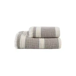 Рушник Lotus Home - Milana muslin beige-lead blue 80x160 - мініатюра 7
