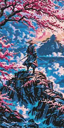Алмазная мозаика/вышивка Путь самурая 40*80 см Оригами OD 5134