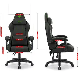 Комп'ютерне крісло Hell's HC-1014 Black-Green тканина - мініатюра 9