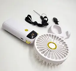 Вентилятор акумуляторний міні зі складною ручкою LED дисплей USB діаметр 9см ручний та настільний Handy Mini Fan Z9 білий - мініатюра 5