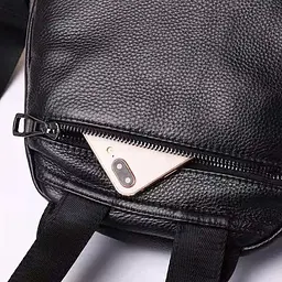 Шкіряний жіночий міський рюкзак на блискавці чорний 85271 Tiding Bag - мініатюра 8