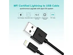 Кабель Lightning Choetech USB 2.0 AM to Lightning 1.2m Black (IP0026-BK) - мініатюра 5