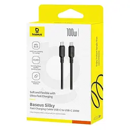 Дата кабель Baseus Silky Series OS Fast Charging Type-C to Type-C 100W (1m) (P10377704) Cluster Black - мініатюра 4