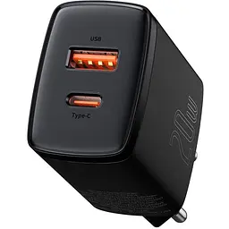 Зарядний пристрій Baseus Compact Quick Charger 20W QC+ PD (1Type-C + 1USB) black (CCXJ-B01)