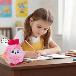 Інтерактивна розумна іграшка сумочка зі Штучним Інтелектом плюшевий АІ смарт брелок з LED-очима та голосом Малинова - мініатюра 6