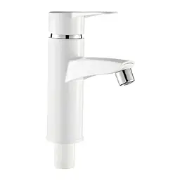 Змішувач для умивальника Plamix Sergio-001(W) з підведенням white PM0607, Білий