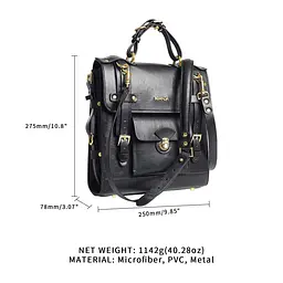 Сумка-трансформер для зберігання секс-іграшок LOCKINK Detachable JK Bag, чорна, ПВХ - мініатюра 3