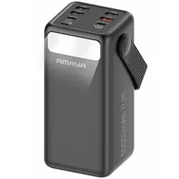 Портативний ЗП Power Bank Amaya APB-50 22.5W flashlight with cable 50000 mAh Black
