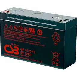 Акумулятор CSB AGM 6V (6V/12Ah/72Wh) (GP6120F2) [112289] - мініатюра 3