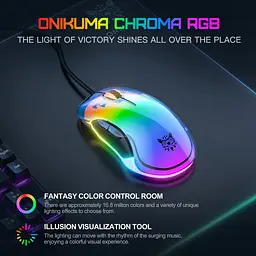 Комп'ютерна мишка Onikuma дротова C24 з RGB підсвіткою прозорий корпус 800-7200 DPI Dual Scroll для ПК - мініатюра 8