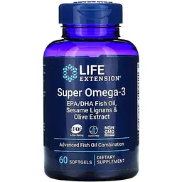 Уцінка. Супер Омега-3 Life Extension Omega Foundations Super Omega-3, 60 желатинових капсул 