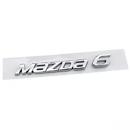 Емблема напис Mazda 6 хром (букви навскоси) пластик (на скотчі)