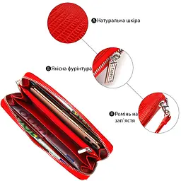 Оригінальний гаманець для жінок із натуральної фактурної шкіри Canpellini 21613 червоний - мініатюра 8