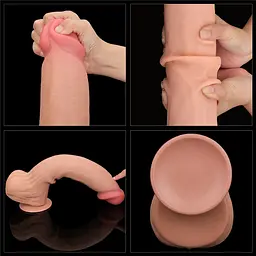 Фалоімітатор LoveToy Sliding-Skin Dual Layer Dong King Sized 36 см тілесний - мініатюра 20