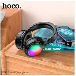 Накладні бездротові навушники Hoco W48 Focus BT з підсвічуванням RGB чорні 6942007618816 - мініатюра 4