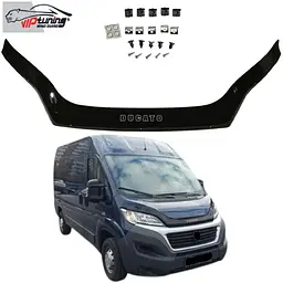 Дефлектор капоту мухобійка для Fiat Ducato з 2014- з заходом на фари Євро Кріплення (Vip Tuning)