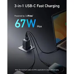 Зарядний пристрій Anker 735 CHARGER GaNPrime 67 W 3 виходи 2C+A (A2669) - мініатюра 2